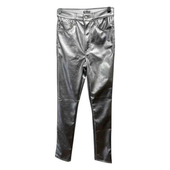 NWT Mother Rail Skimp Silver Faux Leather Jeans 26 - Picture 9 of 10